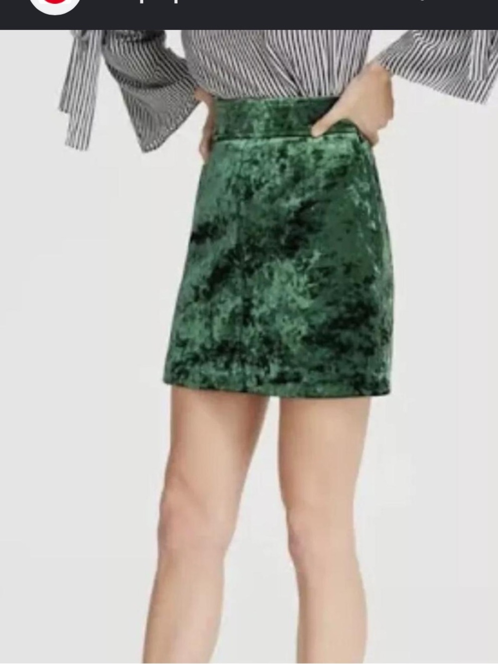 Sandro Marylou Emerald Green Crushed Velvet Mini Skirt M